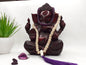 Tulsi Wood Mala,Amethyst Stone Bracelet, Hand Knotted Necklace,Hindu Prayer Bead,Meditation Tools,Hare Krishna Japa Mala,Knotted Wood Rosary