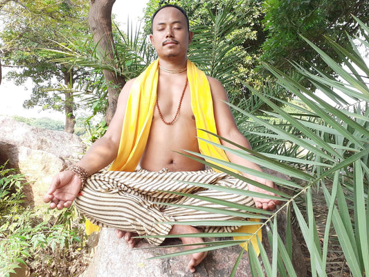 YOGI Mens Cotton Yoga Pants Natural Plant Dyed Pockets Yogi Breathable Gym Straight Trousers Flexible Drawstring,Khadi  Loose harem cloth