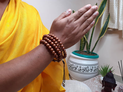 108 Sandalwood Mala, Bones Beads, Hand Knotted Necklace, Buddist Tibetan Prayer , Beads for Meditation, Healing Mantra Chanting Hindu