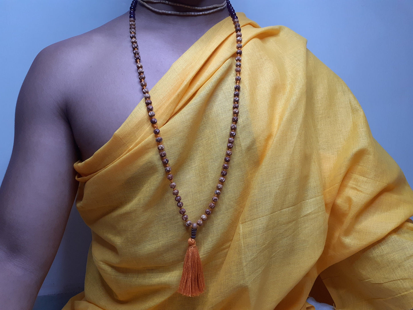 Spiritual Sandalwood Mala, Amethyst Stone ,Wood Prayer Beads,Hand Knotted Necklace,Buddhist Prayer,Meditation Beads,Mantra Chanting Hindu