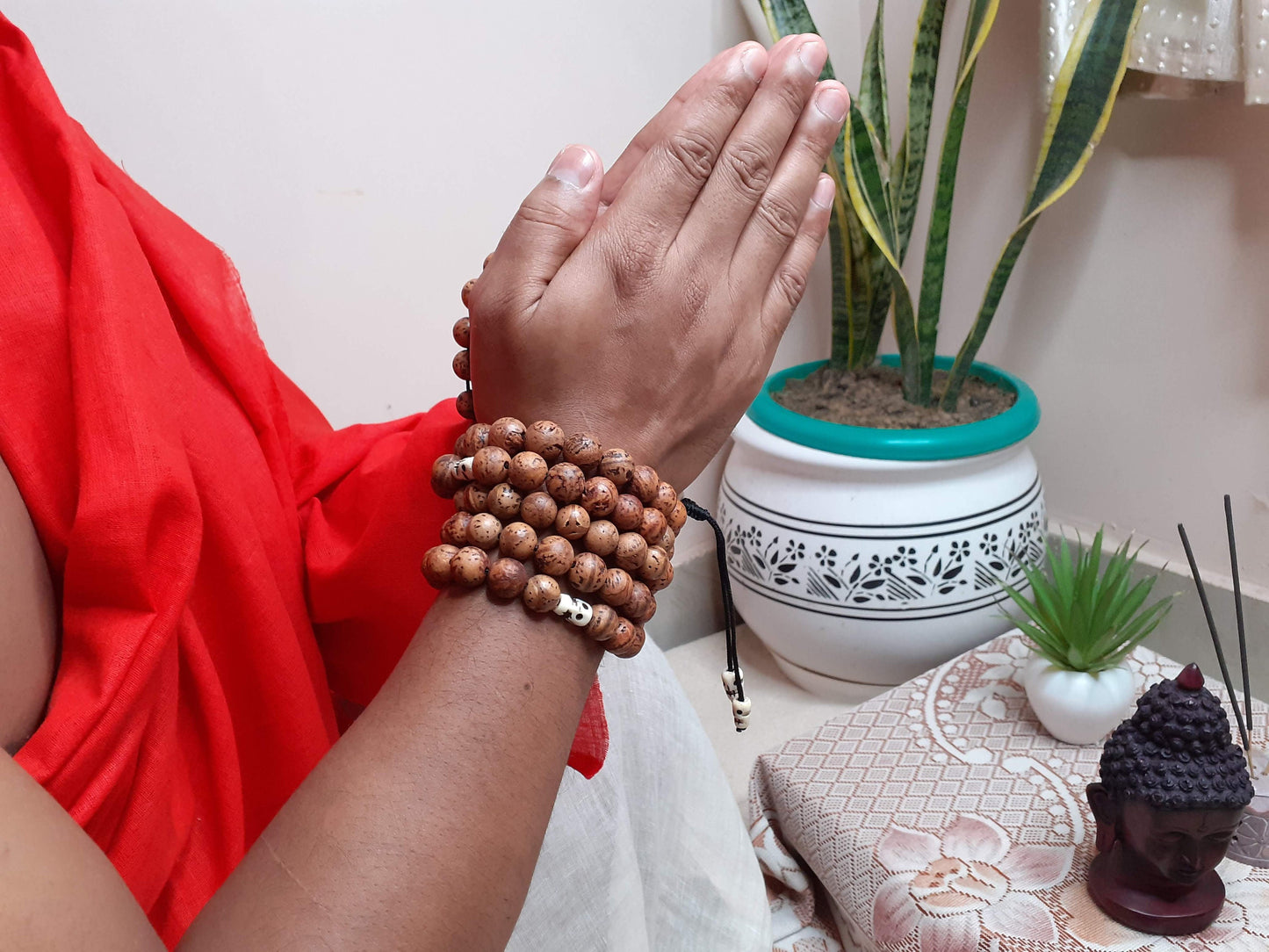 Bodhi Seeds Mala,Buddhist beads,Hand Knotted Necklace,Tibetan Prayer Beads, Budhist Beads,Meditation tools,Monk bracelet,Skull Bone Beads,