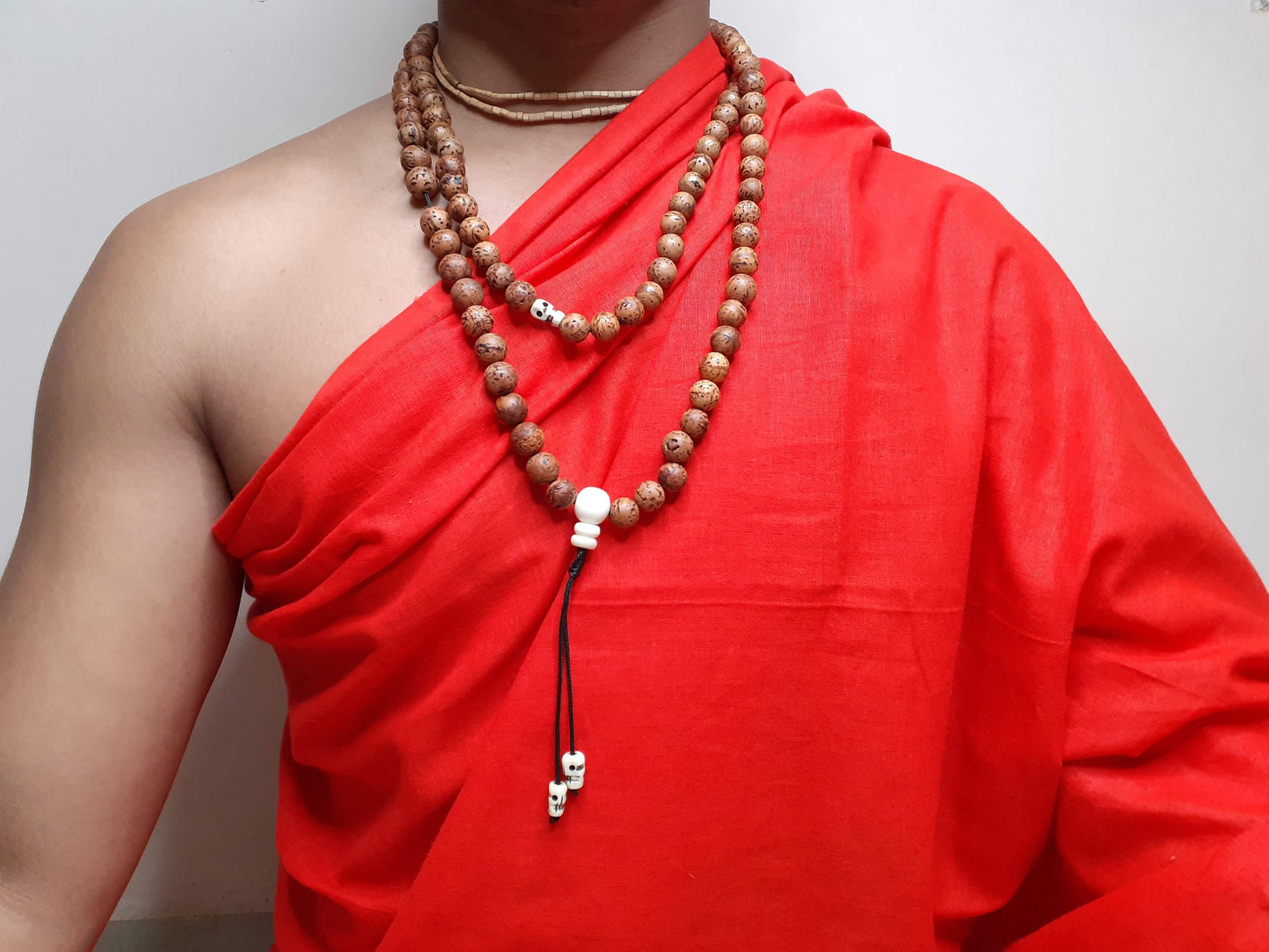 Bodhi Seeds Mala,Buddhist beads,Hand Knotted Necklace,Tibetan Prayer Beads, Budhist Beads,Meditation tools,Monk bracelet,Skull Bone Beads,