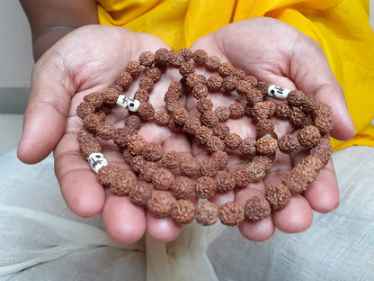 Divine Rudraksha Seeds and Bone Mala,Nepali Rudraks Necklace, Buddist Prayer Mala,Tibetan Beads ,Hindu Mantra Chanting Mala,Meditation tools