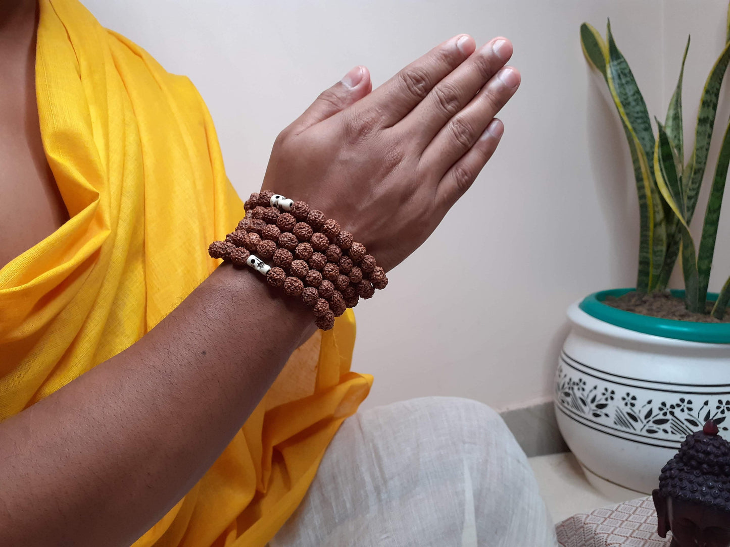 Divine Rudraksha Seeds and Bone Mala,Nepali Rudraks Necklace, Buddist Prayer Mala,Tibetan Beads ,Hindu Mantra Chanting Mala,Meditation tools