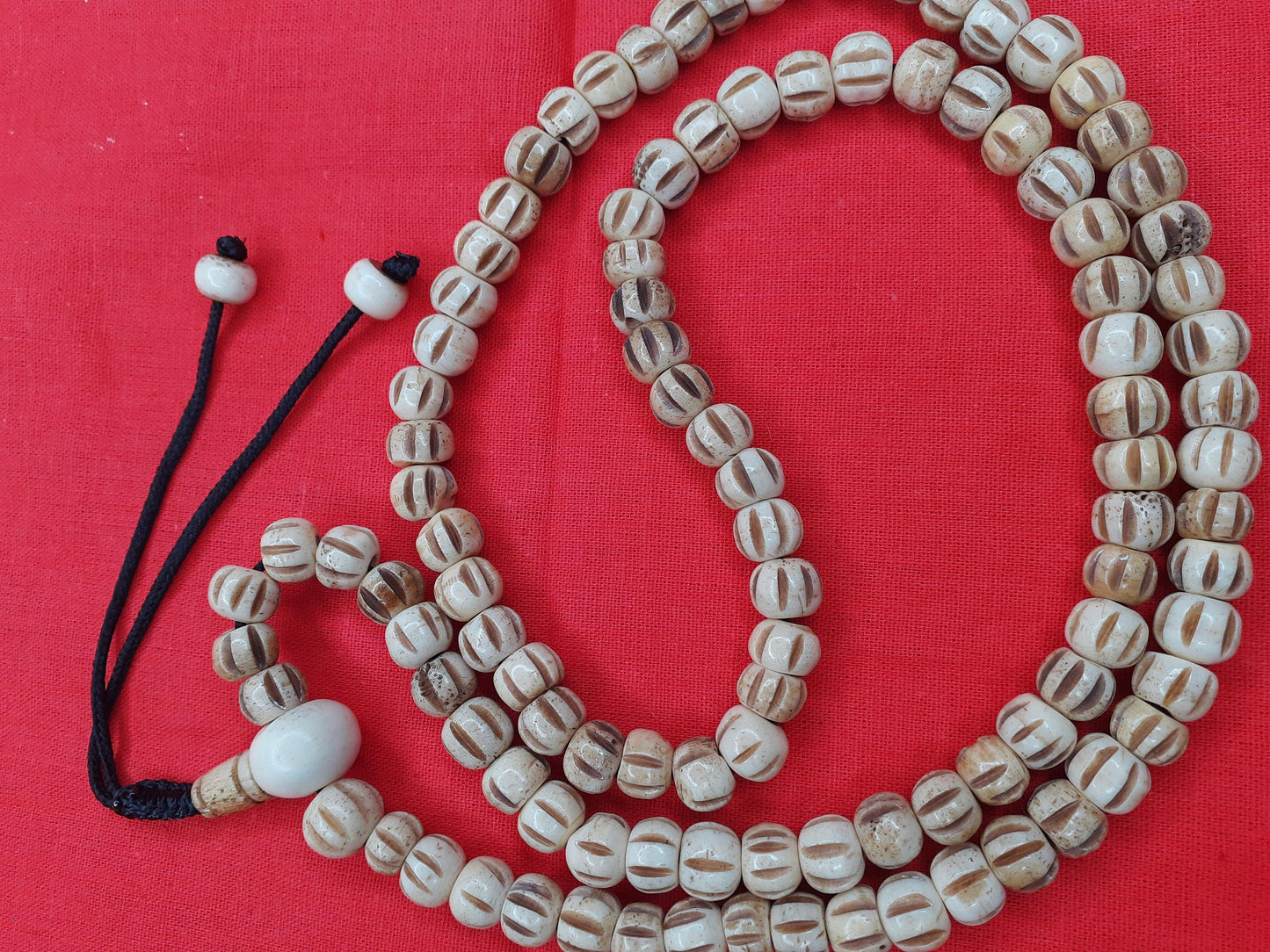 108 Natural Handcrafted Bone  Beads Yoga Meditation Mala Antique bone necklace Ethnic Jewellery Buddhist Tibetan Prayer