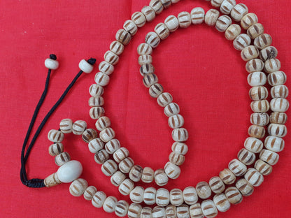 108 Natural Handcrafted Bone  Beads Yoga Meditation Mala Antique bone necklace Ethnic Jewellery Buddhist Tibetan Prayer