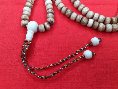 108 Vintage Natural Handcrafted Bone Prayer Beads,Buddhist Tibetan Prayer Mala,Bone Yoga Meditation Mala,Ethnic Bone Necklace/Jewellery