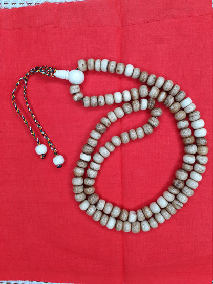 108 Vintage Natural Handcrafted Bone Prayer Beads,Buddhist Tibetan Prayer Mala,Bone Yoga Meditation Mala,Ethnic Bone Necklace/Jewellery