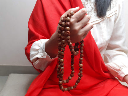 Bodhi and  Rudraksha seeds Mala, Buddhist beads ,Hand Knotted Necklace, Tibetan Prayer,Mantra Chanting Hindu,Meditation tools,Monk bracelet