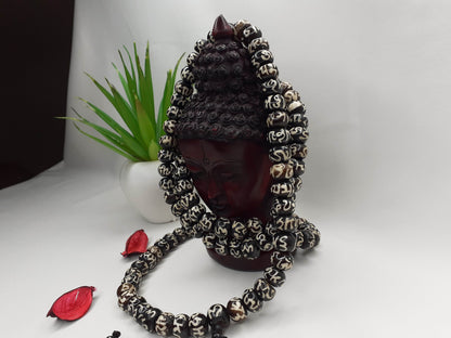 108 Vintage Handcrafted Tibetan Buddhist Mantra Inscribed Bone Beads,Restrung Tibetan Meditation Mala,Bone Necklace,Buddhist Prayer Beads