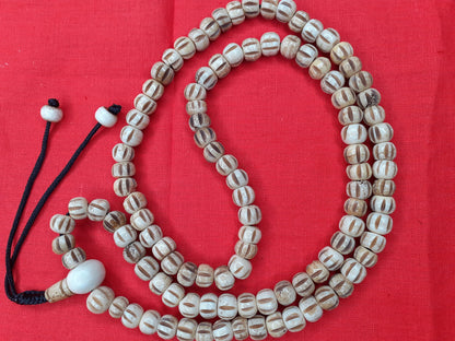 108 Natural Handcrafted Bone  Beads Yoga Meditation Mala Antique bone necklace Ethnic Jewellery Buddhist Tibetan Prayer