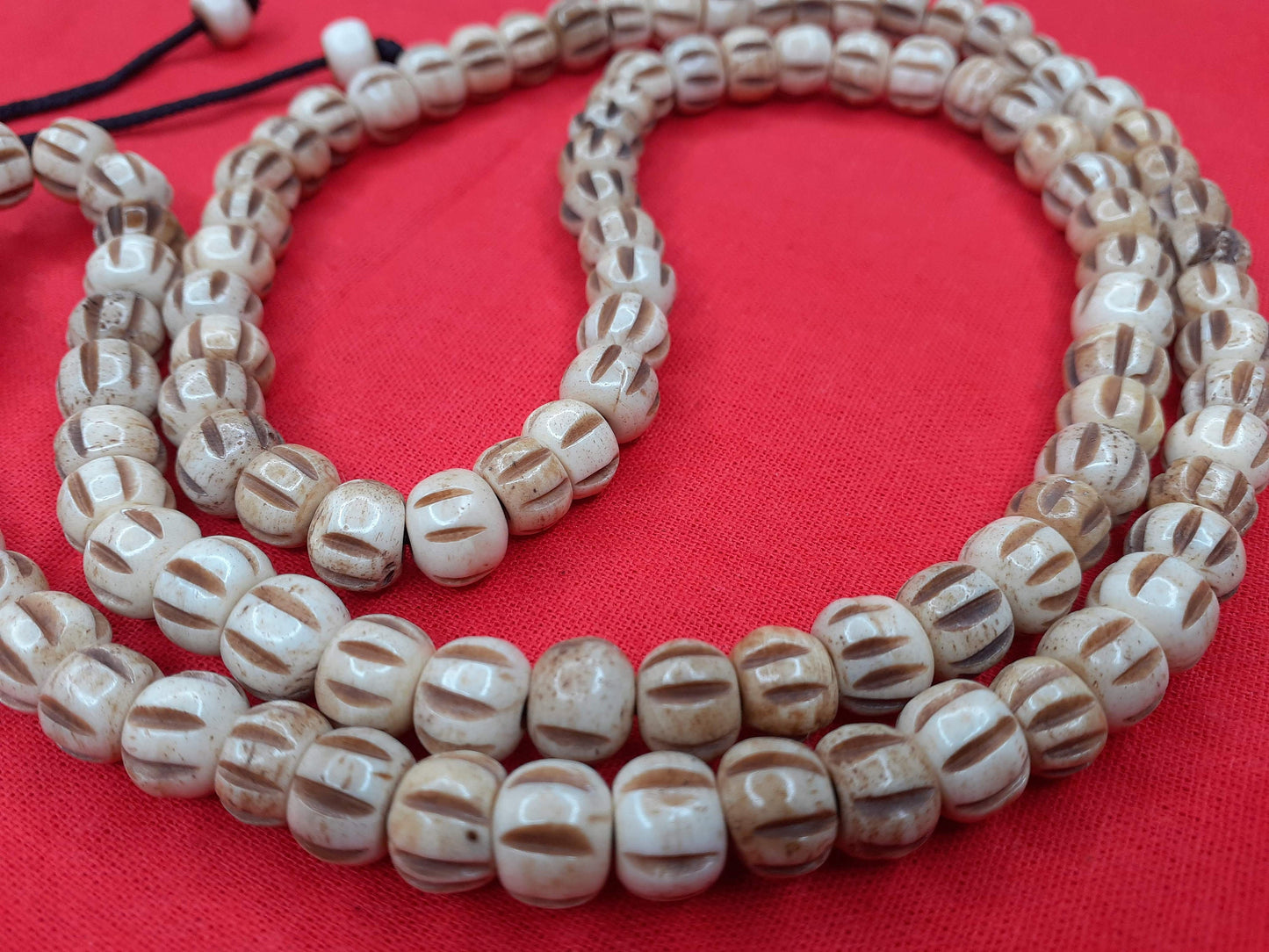 108 Natural Handcrafted Bone  Beads Yoga Meditation Mala Antique bone necklace Ethnic Jewellery Buddhist Tibetan Prayer