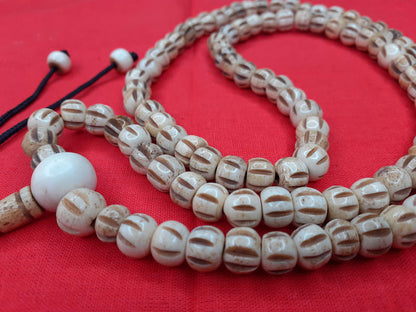 108 Natural Handcrafted Bone  Beads Yoga Meditation Mala Antique bone necklace Ethnic Jewellery Buddhist Tibetan Prayer