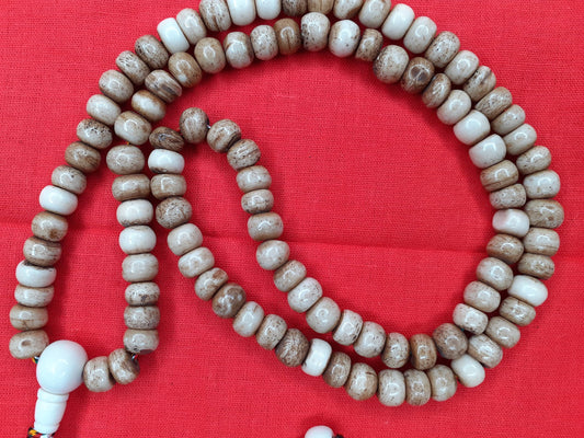 108 Vintage Natural Handcrafted Bone Prayer Beads,Buddhist Tibetan Prayer Mala,Bone Yoga Meditation Mala,Ethnic Bone Necklace/Jewellery