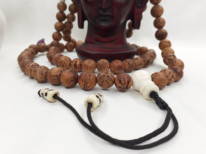 Bodhi Seeds Mala,Buddhist beads,Hand Knotted Necklace,Tibetan Prayer Beads, Budhist Beads,Meditation tools,Monk bracelet,Skull Bone Beads,