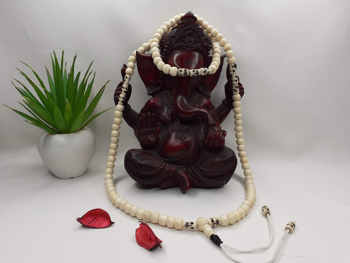 Handcrafted Buddhist White Bone Beads,Meditation Mala, Buddhist Beads,Bone necklace,Ethnic Jewellery,Tibetan Bone Prayer Beads,