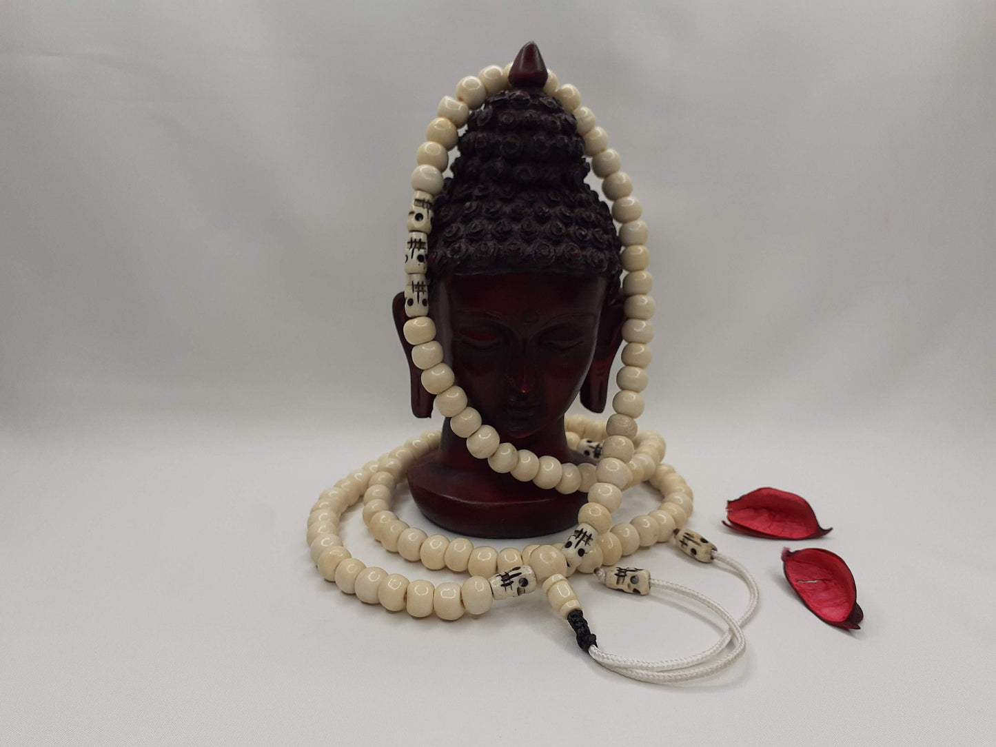 Handcrafted Buddhist White Bone Beads,Meditation Mala, Buddhist Beads,Bone necklace,Ethnic Jewellery,Tibetan Bone Prayer Beads,