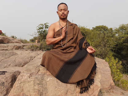 Large Brown Color Handwoven Himalayan Wool Sheep Meditation Blanket,Himalayan Prayer Shawl,Ethnic Indian Blanket ,Kullu Himalayan Shawl