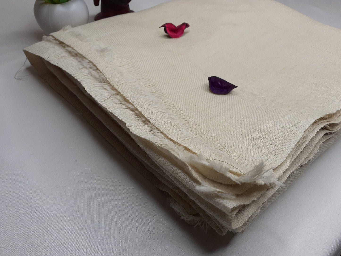 PASHUPATI Handwoven White Authentic Himalayan Yak Meditation Shawl,Yak Wool Prayer Wrap,Himalayan Yak Wool Scarf,Tibetan Yak Wool Prayer Zen