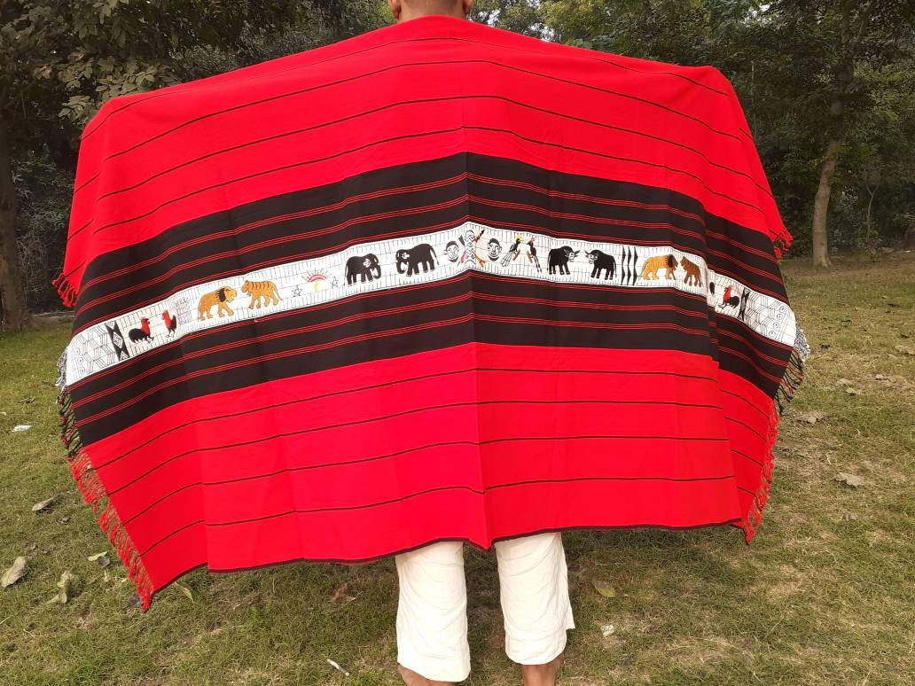 Handwoven Ao Naga Tribe Warrior Blanket,Ethnic Sofa Throw,Native Indian Shawl,Tribal Wall Tapestry,Tribal Home Decor,Ethnic Tribes Clothing
