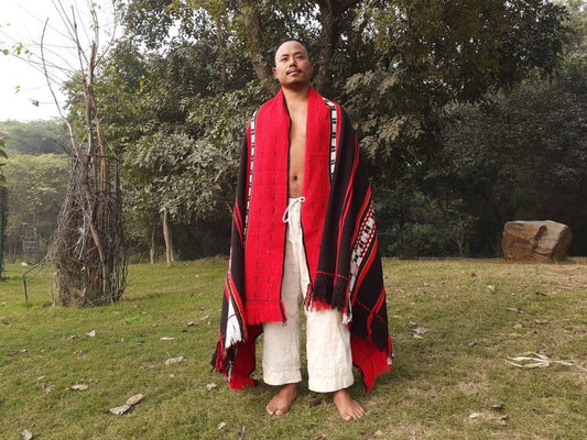 Handwoven Naga Tribes Traditional Blanket,Native Indians Body Wrap,Ethnic Sofa Throw,Tribal Wall Art,Tribal Home Decor,Earthy Clothing
