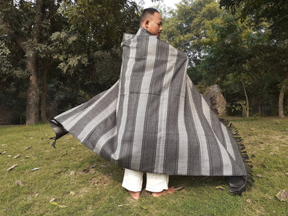 Extra-Large Handwoven Pure Himalayan Wool Meditation Blanket,Wool Meditation Shawl,Ethnic Indian Blanket,Himalayan Wool Prayer Shawl