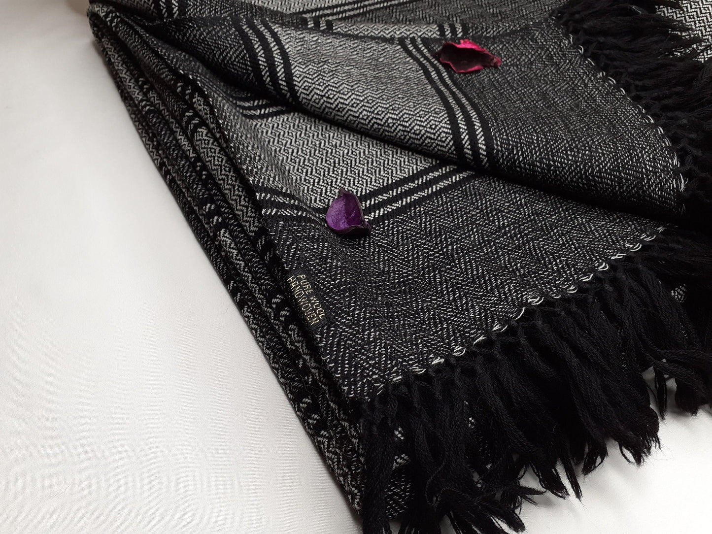 Extra-Large Handwoven Pure Himalayan Wool Meditation Blanket,Wool Meditation Shawl,Ethnic Indian Blanket,Himalayan Wool Prayer Shawl