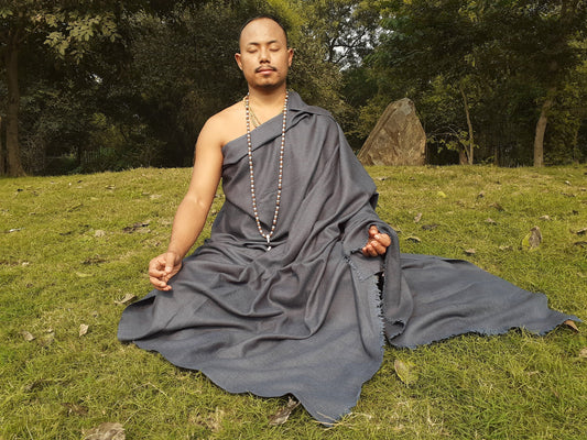 Large Size Blue Handwoven Pure Himalayan  Sheep Wool  Meditation Shawl,Ethnic Indian Blanket,,Himalayan  Wool Prayer Wrap,Kullu Shawl