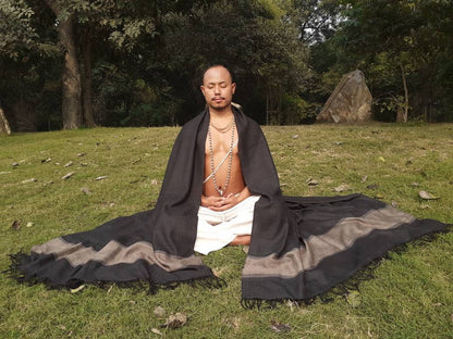 NATARAJ Large Size Pure Himalayan Sheep Wool Meditation Shawl,Ethnic Indian Himalayan Wool Prayer Wrap,Traditional Indian Handwoven Blanket