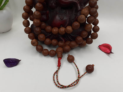 108 11-12mm Authentic Aged Naturally Dark One Eye Bodhi Seeds Mala,Tibetan Buddhist Bodhi Beads Rosary,Nepali Bodhi Seed Prayer Japa Mala