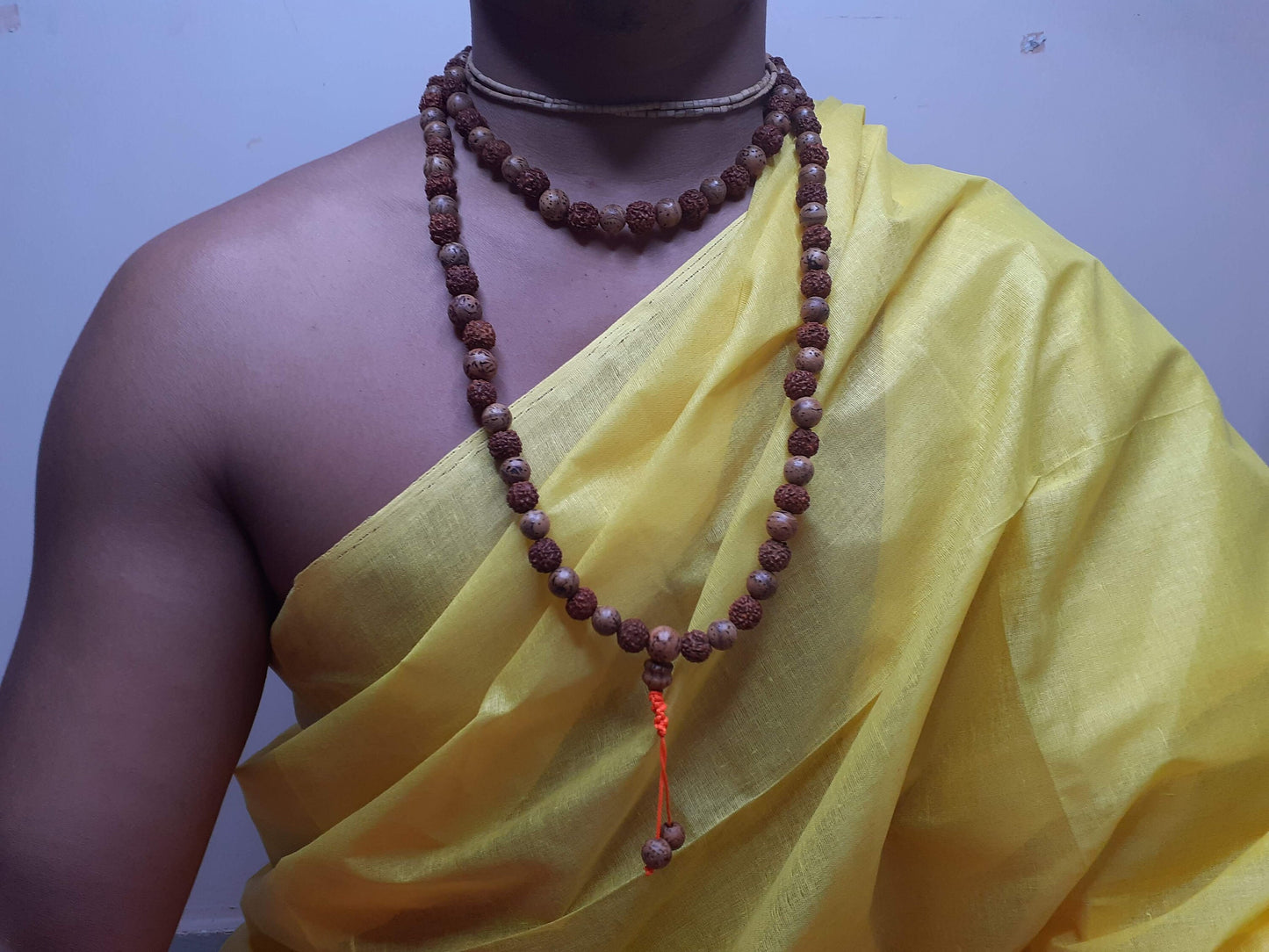 Bodhi and  Rudraksha seeds Mala, Buddhist beads ,Hand Knotted Necklace, Tibetan Prayer,Mantra Chanting Hindu,Meditation tools,Monk bracelet
