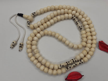 Handcrafted Buddhist White Bone Beads,Meditation Mala, Buddhist Beads,Bone necklace,Ethnic Jewellery,Tibetan Bone Prayer Beads,
