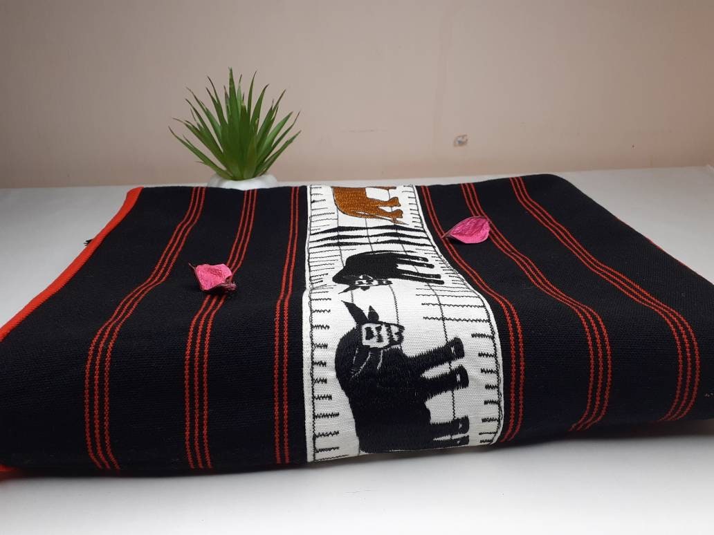 Handwoven Ao Naga Tribe Warrior Blanket,Ethnic Sofa Throw,Native Indian Shawl,Tribal Wall Tapestry,Tribal Home Decor,Ethnic Tribes Clothing