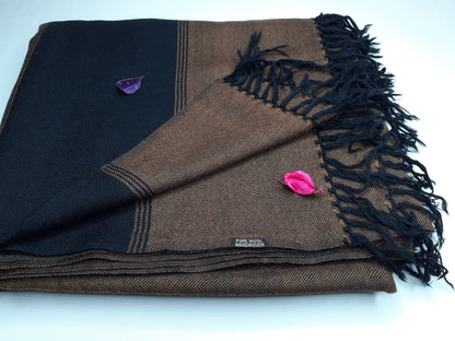 Large Brown Color Handwoven Himalayan Wool Sheep Meditation Blanket,Himalayan Prayer Shawl,Ethnic Indian Blanket ,Kullu Himalayan Shawl