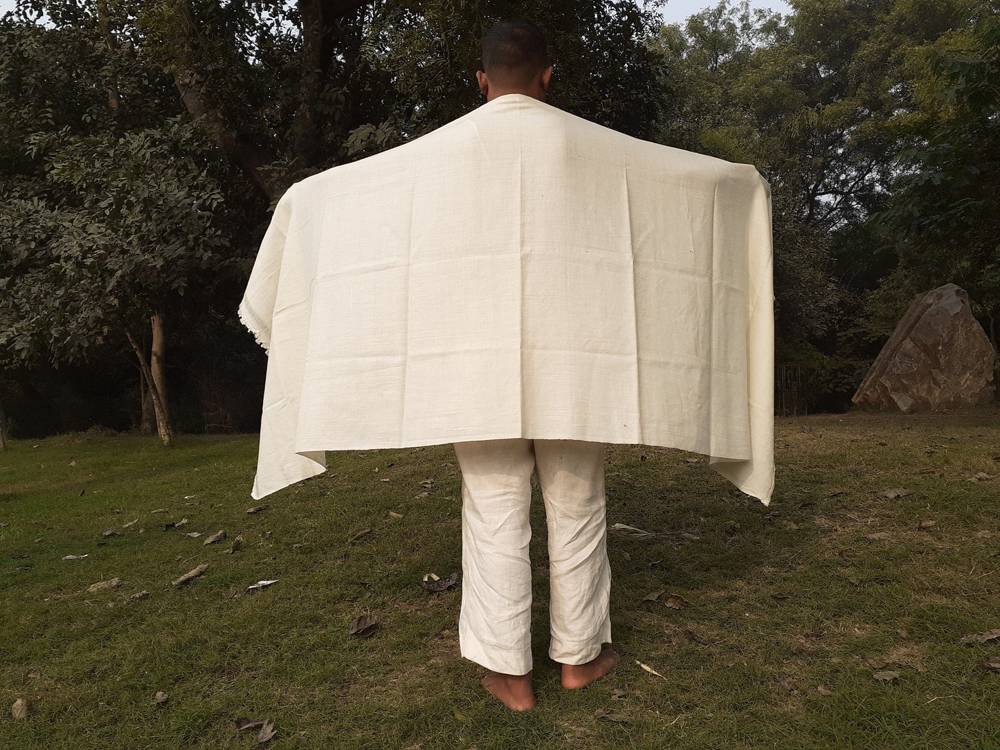PASHUPATI Handwoven White Authentic Himalayan Yak Meditation Shawl,Yak Wool Prayer Wrap,Himalayan Yak Wool Scarf,Tibetan Yak Wool Prayer Zen