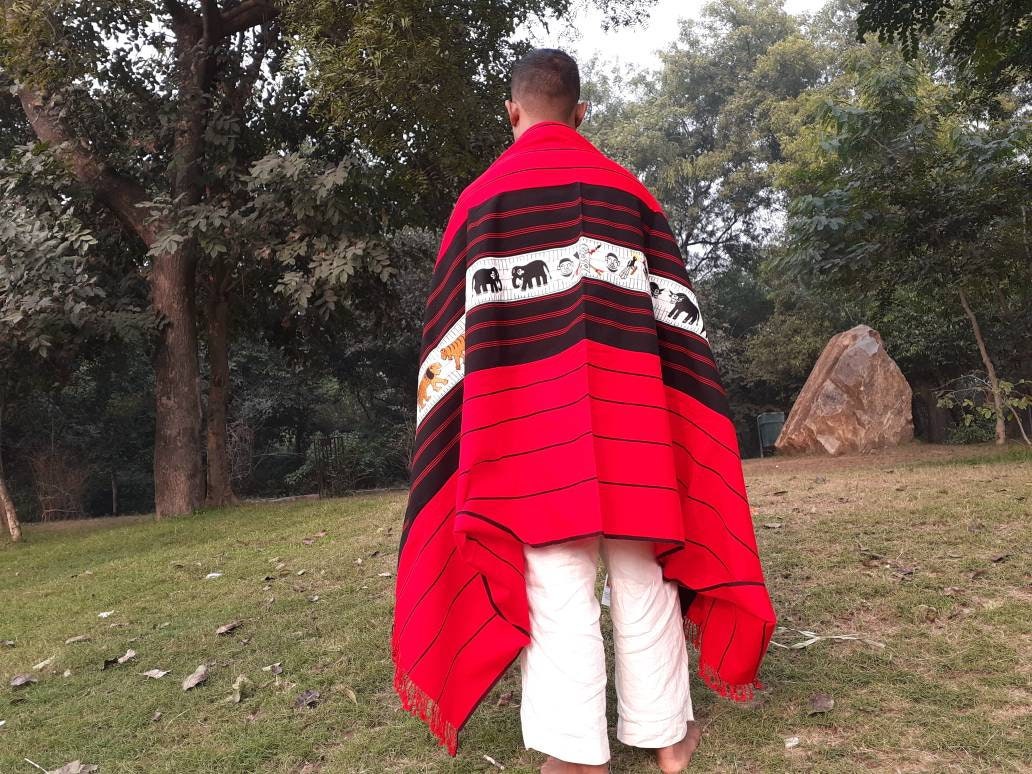 Handwoven Ao Naga Tribe Warrior Blanket,Ethnic Sofa Throw,Native Indian Shawl,Tribal Wall Tapestry,Tribal Home Decor,Ethnic Tribes Clothing