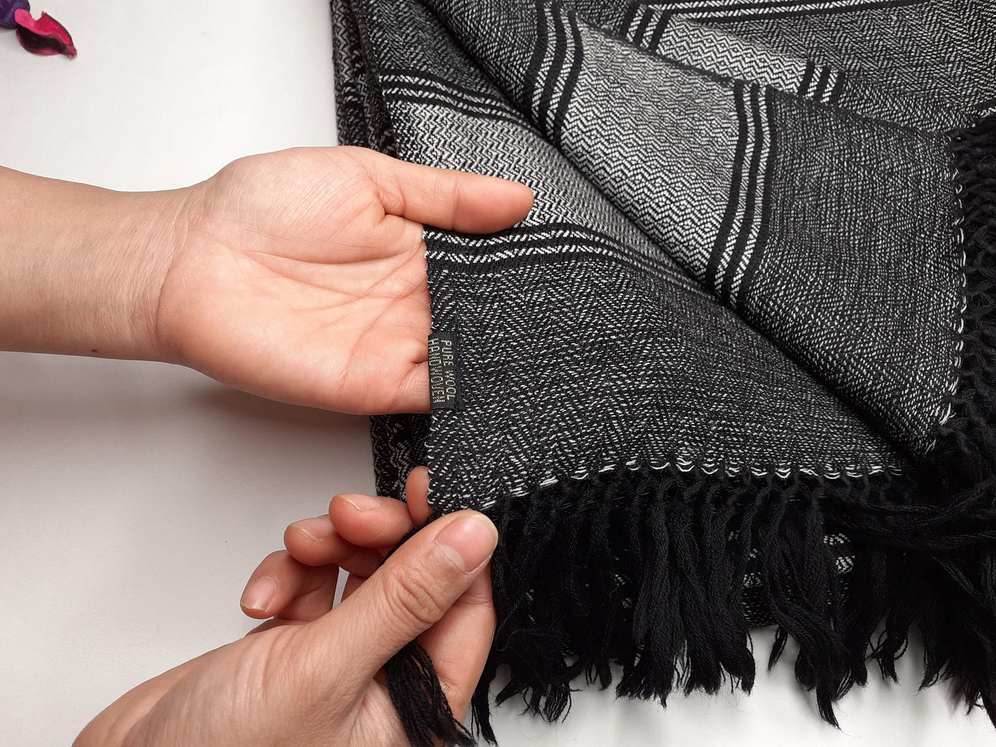 Extra-Large Handwoven Pure Himalayan Wool Meditation Blanket,Wool Meditation Shawl,Ethnic Indian Blanket,Himalayan Wool Prayer Shawl