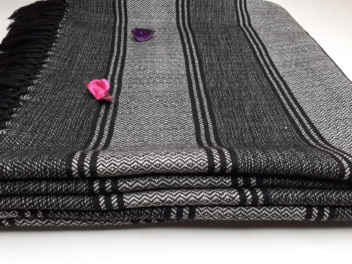 Extra-Large Handwoven Pure Himalayan Wool Meditation Blanket,Wool Meditation Shawl,Ethnic Indian Blanket,Himalayan Wool Prayer Shawl