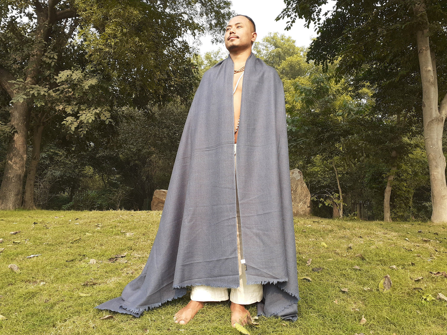 Large Size Blue Handwoven Pure Himalayan  Sheep Wool  Meditation Shawl,Ethnic Indian Blanket,,Himalayan  Wool Prayer Wrap,Kullu Shawl