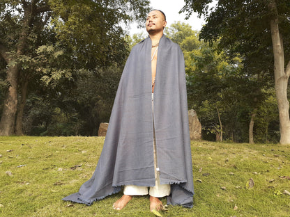 Large Size Blue Handwoven Pure Himalayan  Sheep Wool  Meditation Shawl,Ethnic Indian Blanket,,Himalayan  Wool Prayer Wrap,Kullu Shawl