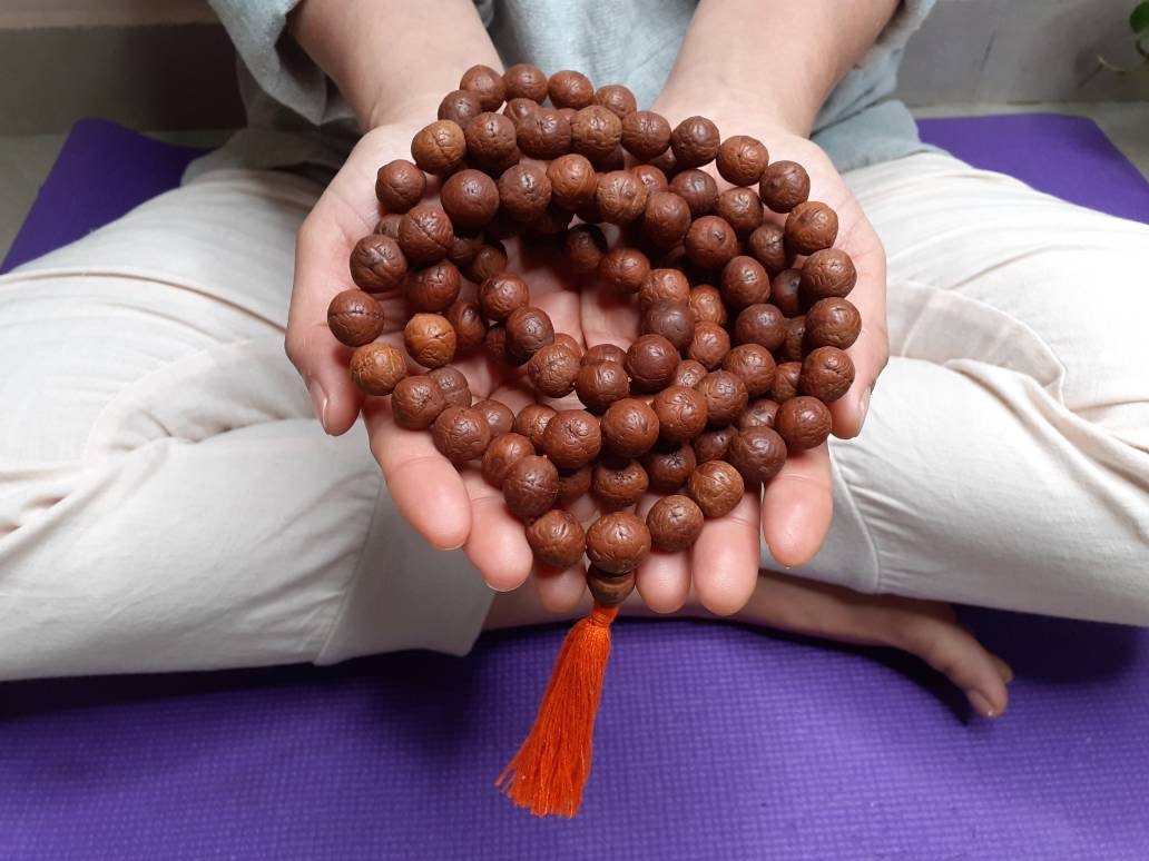 Aged Naturally Dark 108 Phoenix Eye Bodhi Seeds Mala, Buddhist beads,Tibetan Bodhi Beads,Nepal Prayer Mala,12mm One Eye Nepali Bodhi Seed