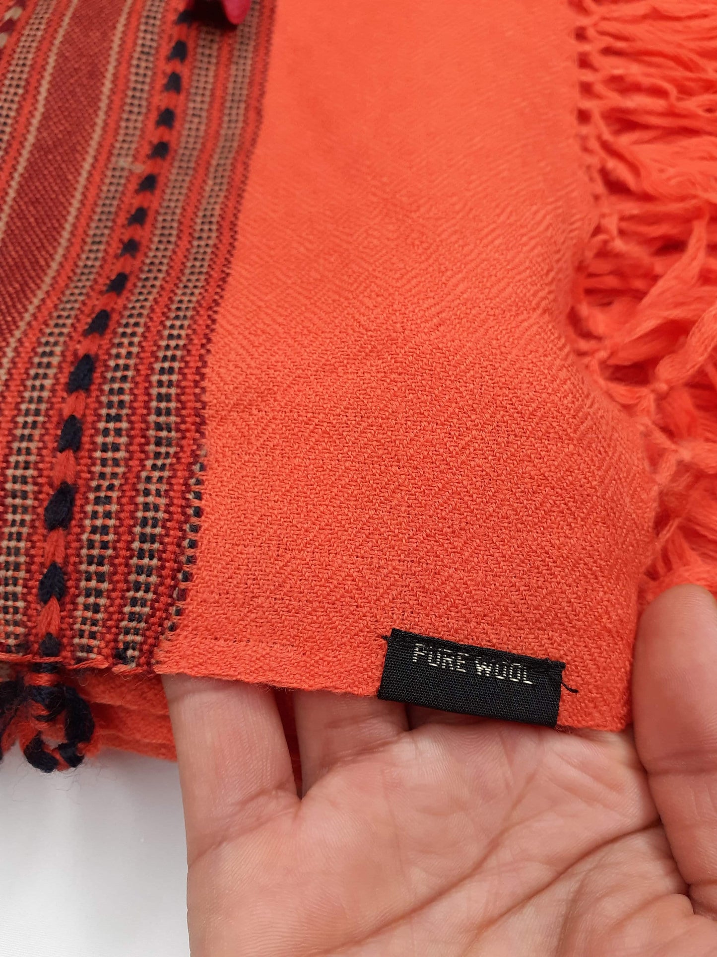 Traditional Handwoven Orange Himalayan Sheep Wool Meditation Shawl,Ethnic Indian Blanket,Himalayan Wrap,Wool Indian Shawl,Kullu Shawl