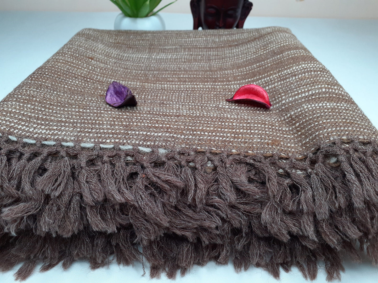 Handwoven Natural Brown Yak Wool Meditation Shawl,Himalayan Yak Wool Blanket, Yak Wool,Tibetan Yak Wool,Himalayan Yak Wrap,Nepal  Yak Wool