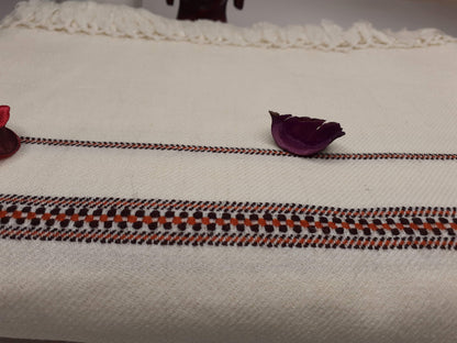 MAHAKUBH Large Traditional Handwoven White Pure Himalayan Sheep Wool Meditation Shawl,Ethnic Himalayan Prayer Wrap,Indian Yoga Shawl
