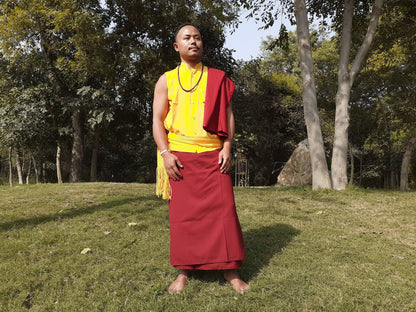 Custom-Made Pure Cotton Tibetan Buddhist Monk Meditation Robe Set,Monastry Style Layman Spiritual Dress, Zen Prayer Costumes/ Clothing