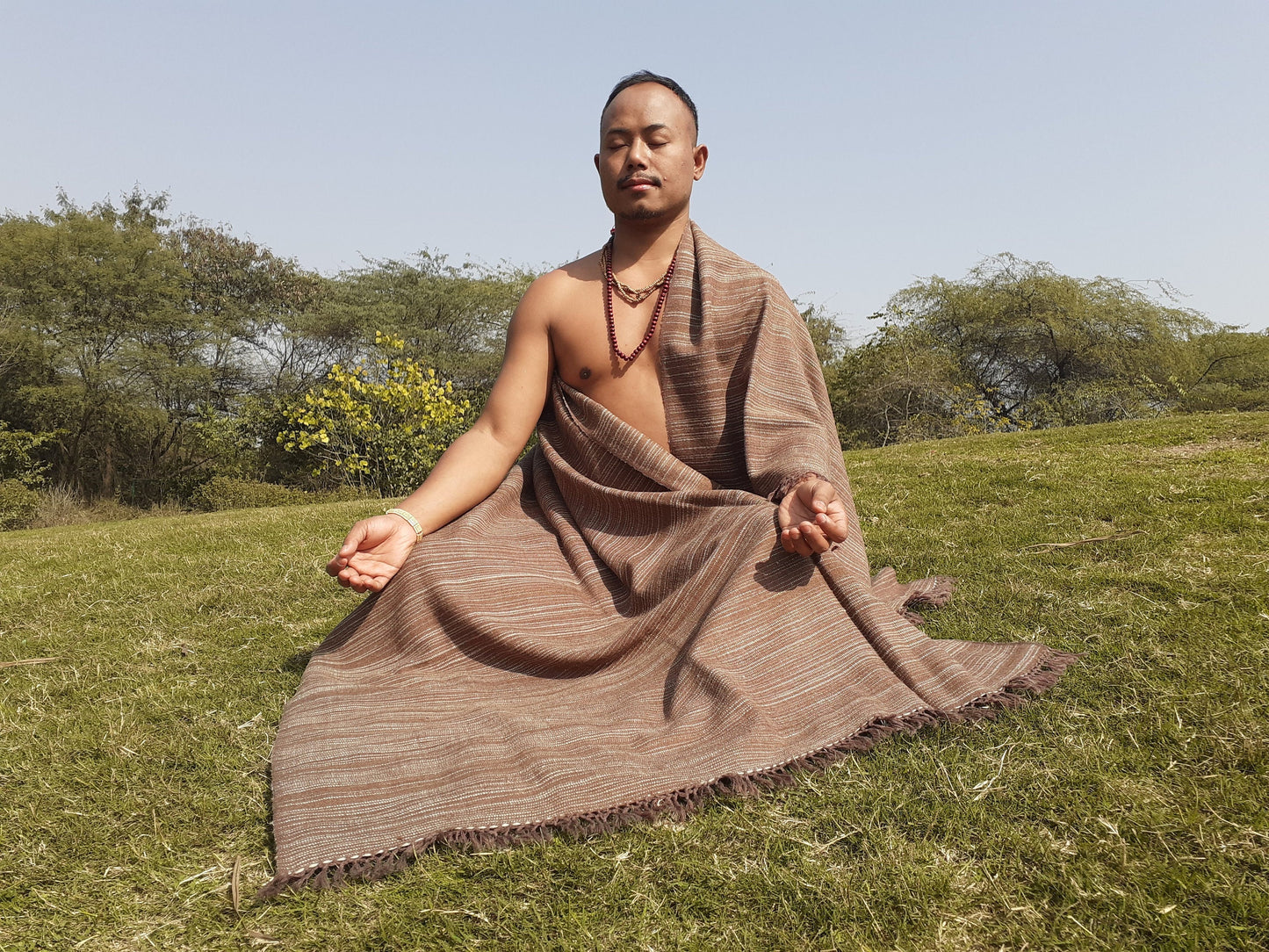 Handwoven Natural Brown Yak Wool Meditation Shawl,Himalayan Yak Wool Blanket, Yak Wool,Tibetan Yak Wool,Himalayan Yak Wrap,Nepal  Yak Wool
