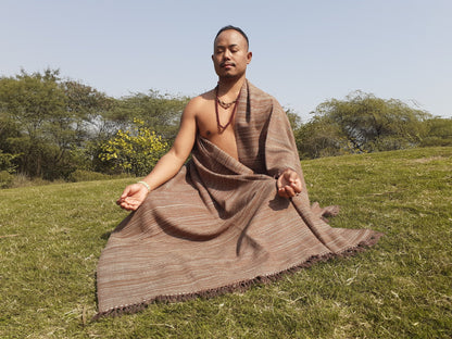 Handwoven Natural Brown Yak Wool Meditation Shawl,Himalayan Yak Wool Blanket, Yak Wool,Tibetan Yak Wool,Himalayan Yak Wrap,Nepal  Yak Wool