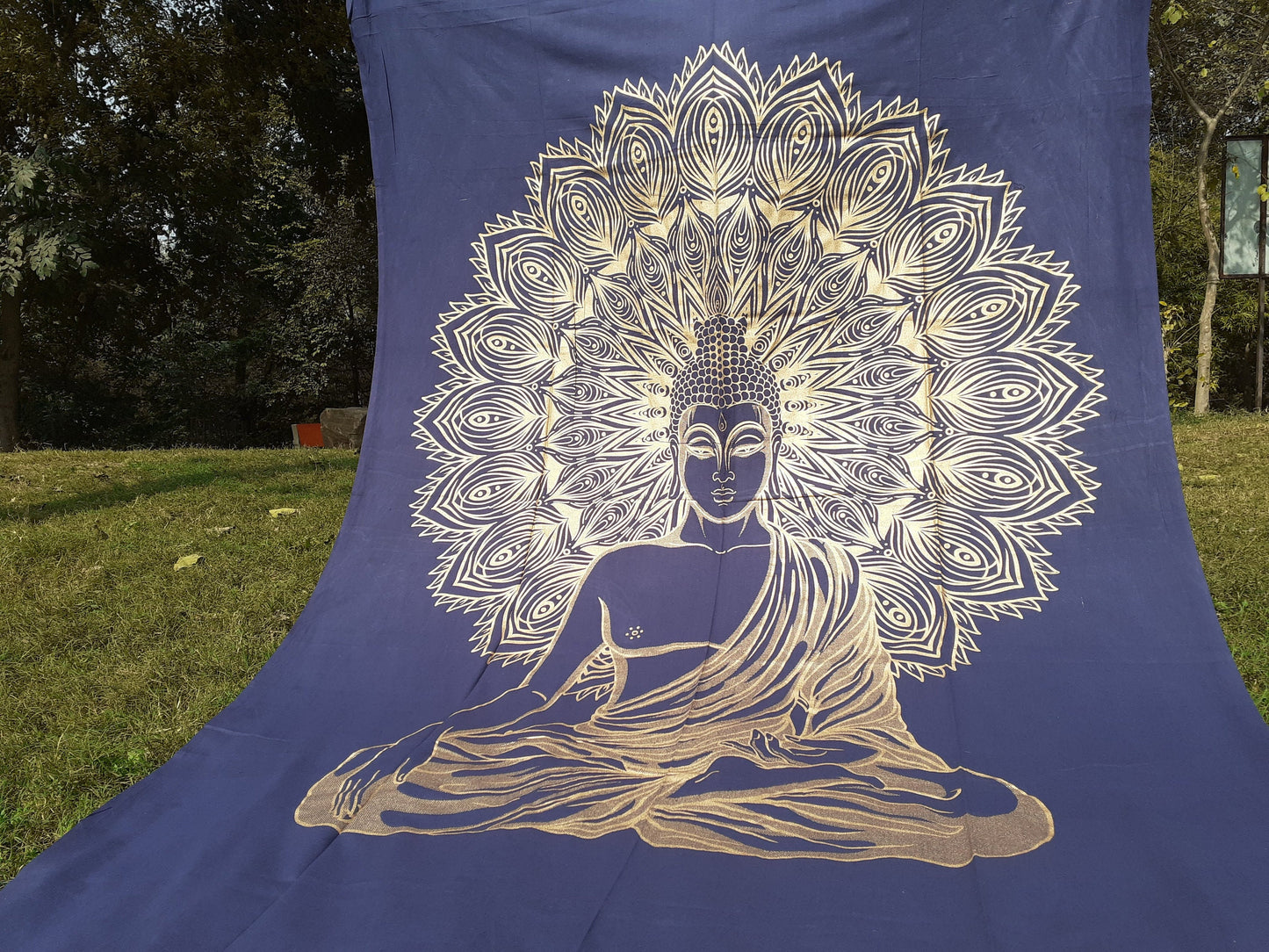 Natural Multi-Color Tie-Dyed Handprinted Buddha Tapestry, Living Room Decor,Spiritual Wall Hanging,Zen Meditation Buddha,Wall Art,