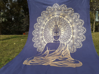 Natural Multi-Color Tie-Dyed Handprinted Buddha Tapestry, Living Room Decor,Spiritual Wall Hanging,Zen Meditation Buddha,Wall Art,
