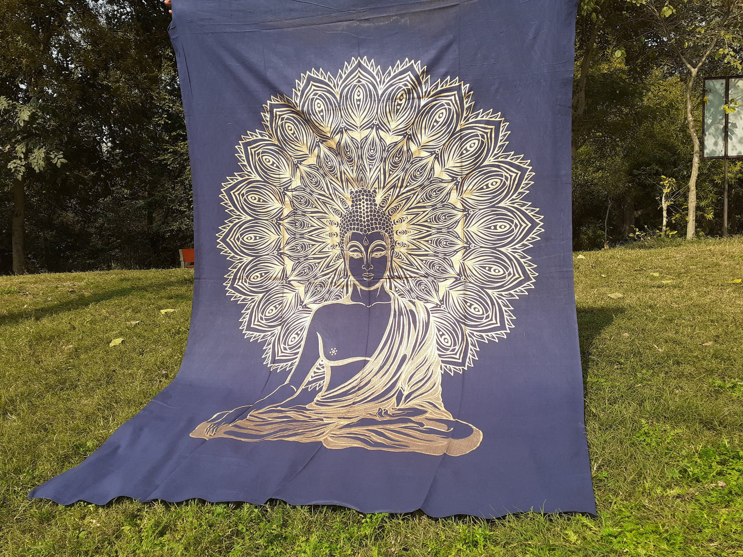 Natural Multi-Color Tie-Dyed Handprinted Buddha Tapestry, Living Room Decor,Spiritual Wall Hanging,Zen Meditation Buddha,Wall Art,